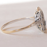 Anello Art Déco in oro giallo 18K e in oro bianco 18K con zaffiri e diamanti, anni ‘30