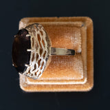 Anello vintage da cocktail in oro 14K con quarzo fumé (21ct ca.), anni ‘60/‘70