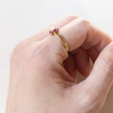 Anello retrò in oro 18K con rubini e perla, anni ‘40