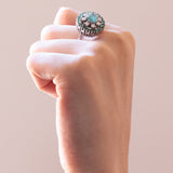 Vintage 14K white gold ring with emeralds (1.48ctw approx.) And diamonds (0.40ctw approx.), 60s / 70s