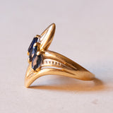 Anello vintage in oro 18K con zaffiri, anni ‘60