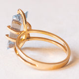 Anello vintage in oro giallo 18K con acquamarina (0.65ct ca.), anni ‘70/‘80