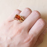 Vintage cocktail ring in 14K gold with citrine quartz, 1960s