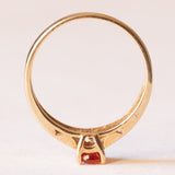 Anello vintage in oro giallo 9K con zaffiro arancione, anni ‘60/‘70