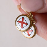 Orecchini vintage in oro giallo 18K con ceramica e smalti, anni ‘80