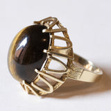 Anello vintage in oro 14K con occhio di tigre, anni ‘70