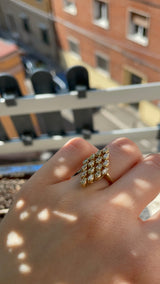 Bague vintage en or 14 carats avec diamants taille marquise, années 1950/1960