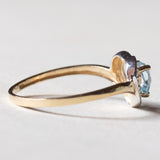 Anello vintage a cuore in oro 9K con topazio azzurro, anni ‘70