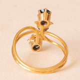 Anello vintage in oro giallo 18K con zaffiri (0.90ctw ca.), anni ‘70