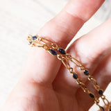 Collana vintage in oro 18K con zaffiri di taglio marquise, anni ‘70