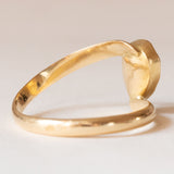 Anello vintage in oro 18K con granato di taglio a goccia, anni ‘40/‘50