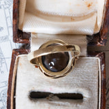 Anello vintage da cocktail in oro 14K con quarzo fumè, anni ‘60