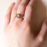 Coppia di anelli vintage in oro 9K con acquamarina (2.50ct ca .) e ametista (2.20ct ca.), anni ‘70/‘80