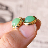 Orecchini vintage in oro 9K con crisoprase verde acqua, anni ‘60