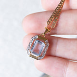 Collana vintage in oro 14K con spinello azzurro sintetico, anni ‘70/‘80