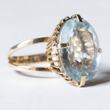 Anello vintage da cocktail in oro 14K con acquamarina (10ct ca.), anni ‘60/‘70