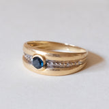 Anello a fascia vintage in oro 18K con topazio, anni ‘50/‘60