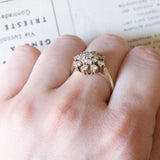 Vintage 14K gold daisy ring with brilliant cut diamonds (approx. 1ctw), 1960s / 1970s