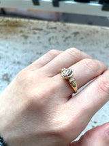Bague vintage en or 14 carats avec quartz citrine et diamants, années 60/70