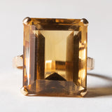 Anello vintage da cocktail in oro 18K con quarzo citrino (15ct ca.), anni ‘60