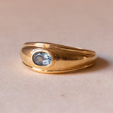 Vintage 18K gold band ring with blue topaz, 60s / 70s