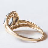 Anello vintage in oro 18K con topazio azzurro, anni ‘50/‘60
