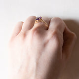 Anello vintage in oro 18K con ametista, anni ‘50/‘60