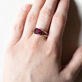 Anello vintage in oro 9K con tormaline viola, anni ‘70/‘80