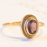 Anello vintage in oro 18K con pasta di vetro viola, anni ‘50
