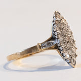 Anello a navette vintage in oro 18K con diamanti (0.20ctw ca.), anni ‘50/‘60