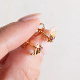 Orecchini vintage in oro giallo 18K con rubini e diamanti, anni ‘60