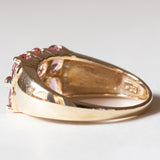 Anello vintage in oro 9K con tormaline rosa e diamanti, anni ‘80/‘90