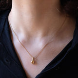 Ciondolo vintage in oro 9K con quarzo citrino, anni ‘70