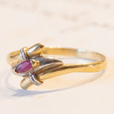 Anello vintage in oro 18K con topazio rosa, anni ‘70