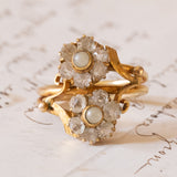 Toi et Moi antico in oro 12K con paste di vetro bianche, primi del ‘900