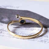 Anello contrarier vintage in oro 14K con zaffiro e diamante, anni ‘50/‘60