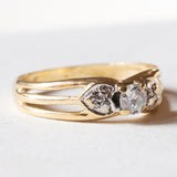 Anello retrò in oro 18K con pietra bianca, anni ‘40