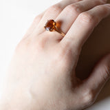 🎃 Anello vintage da cocktail in oro 18K con quarzo citrino, anni ‘50/‘60