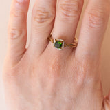 Anello vintage in oro 8K e cromodiopside, anni ‘80