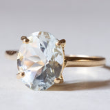 Anello vintage da cocktail in oro 18K con acquamarina, anni ‘50