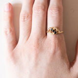 Anello vintage in oro 18K con topazi e diamanti, anni ‘50/‘60