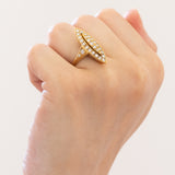 Anello a navette vintage in oro 18K con diamanti (1ctw ca.), anni ‘70