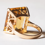 Anello vintage da cocktail in oro 18K con quarzo citrino (15ct ca.), anni ‘60