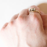 Anello Art Nouveau in oro giallo 18K con perline, anni '10/'20