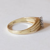 Anello triplo in oro 14K con diamanti (0.15ctw ca.), anni ‘70