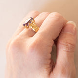 Anello vintage in oro 18K con ametista, anni ‘60