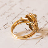 Toi et Moi antico in oro 12K con paste di vetro bianche, primi del ‘900