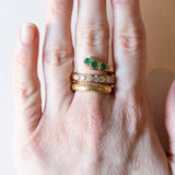Anello a serpente vintage in oro giallo 18K con smeraldi e diamanti (0.60ctw ca.), anni ‘60