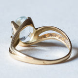 Anello vintage in oro 18K con acquamarina, anni ‘50/‘60
