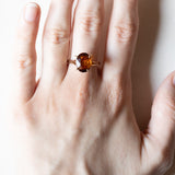 🎃 Anello vintage da cocktail in oro 18K con quarzo citrino, anni ‘50/‘60